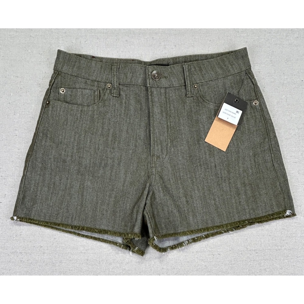 Frye Women's 6 Heritage Olive Green High Rise Raw Hem Denim Shorts NEW WITH TAGS